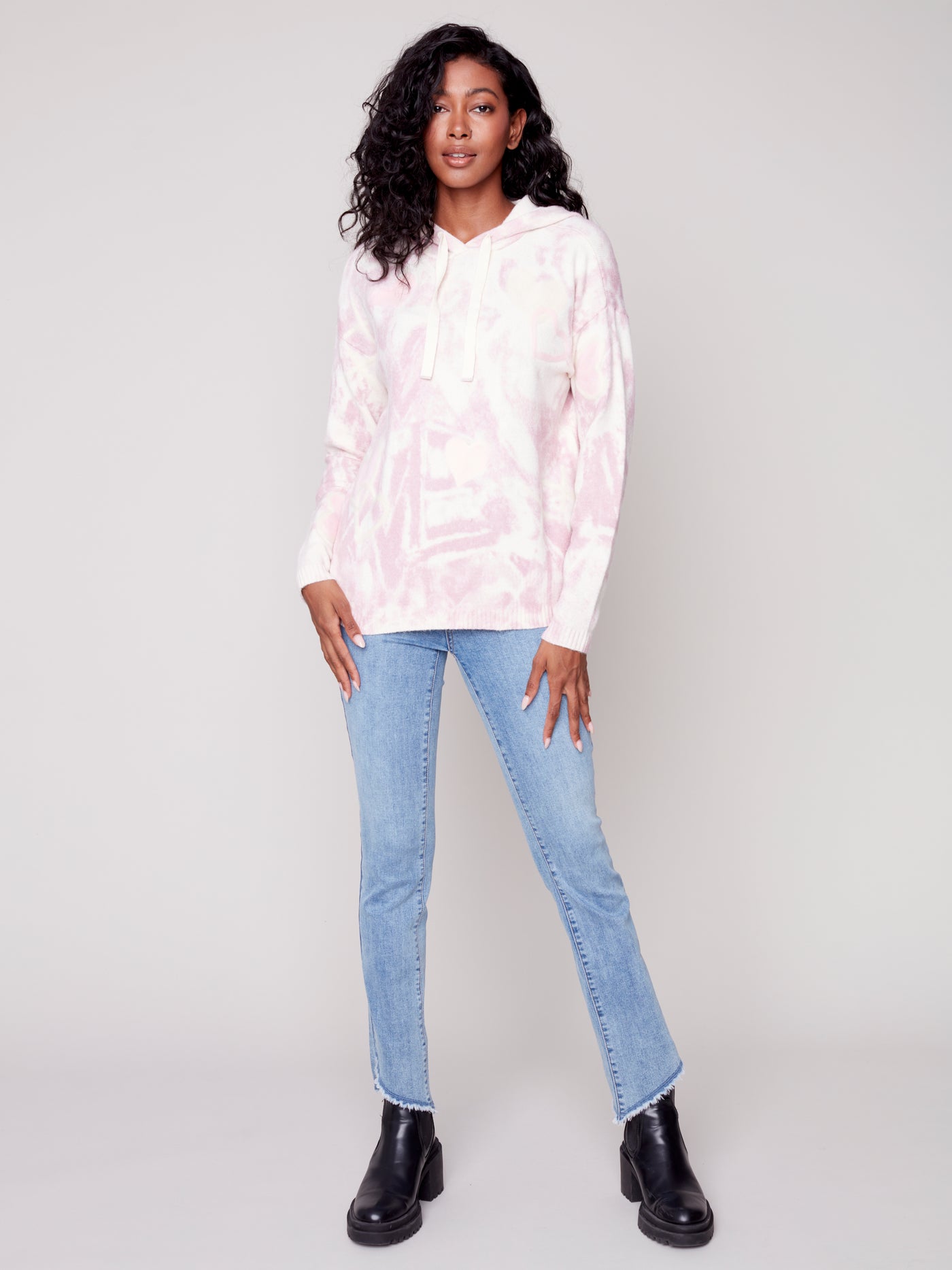 Charlie B Top - Tie Die Hoodie - Pink