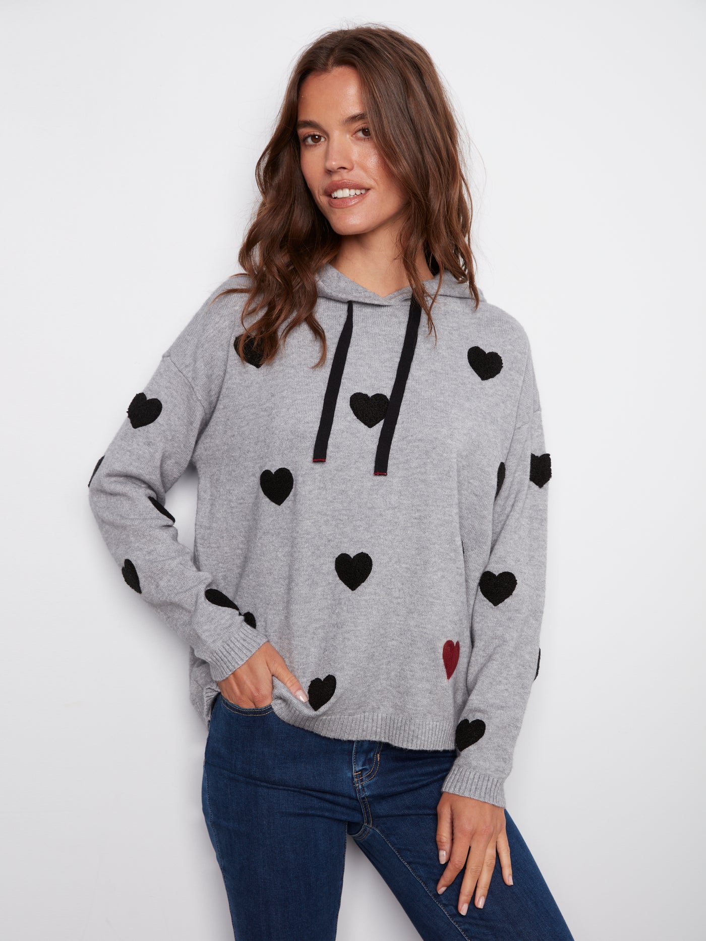 Charlie B Top - Heart Hoodie - Grey
