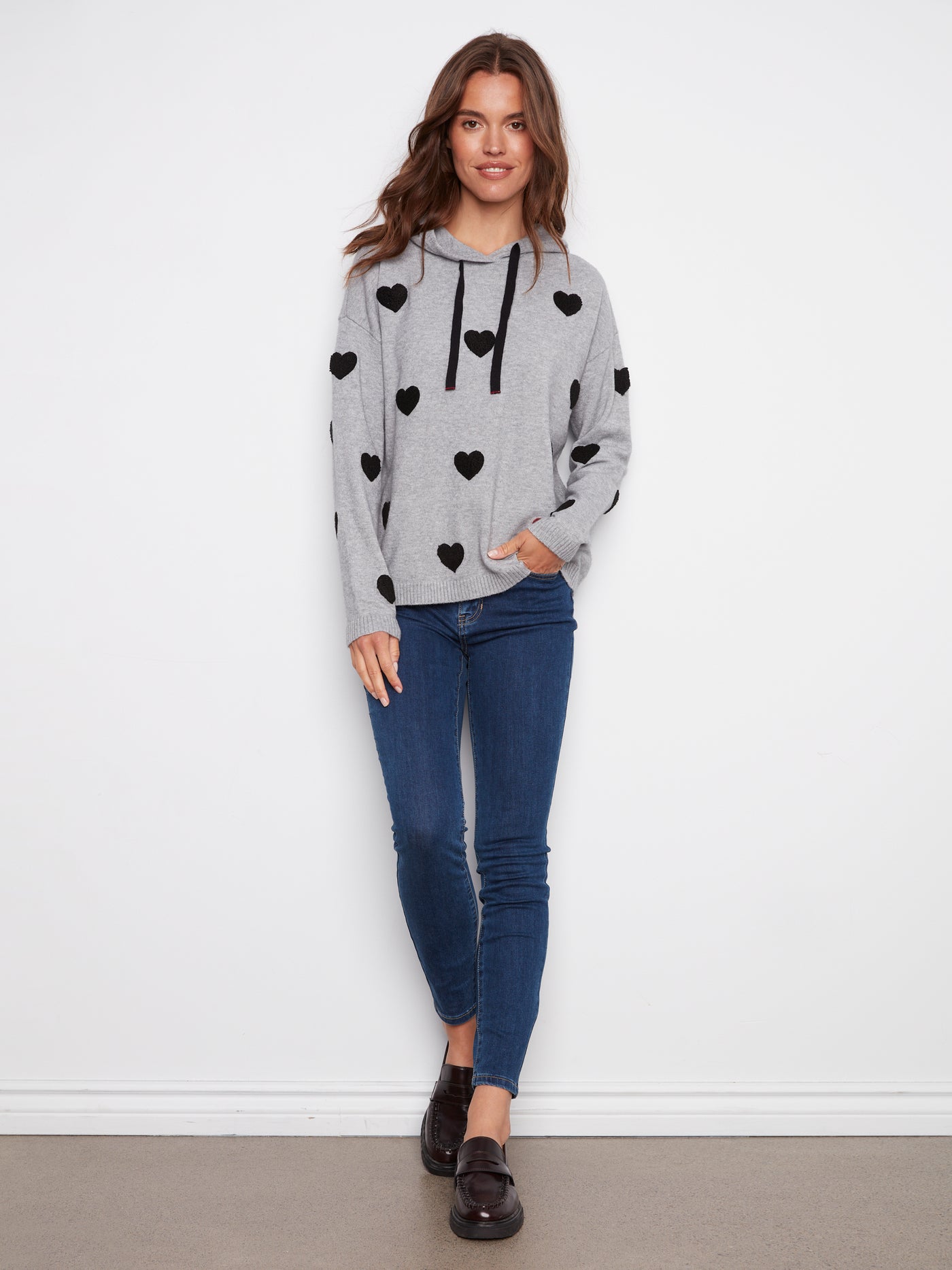 Charlie B Top - Heart Hoodie - Grey