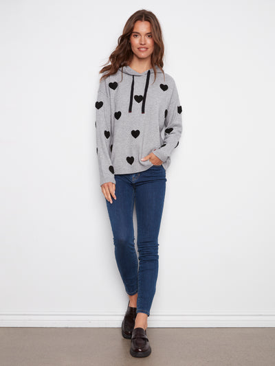 Charlie B Top - Heart Hoodie - Grey