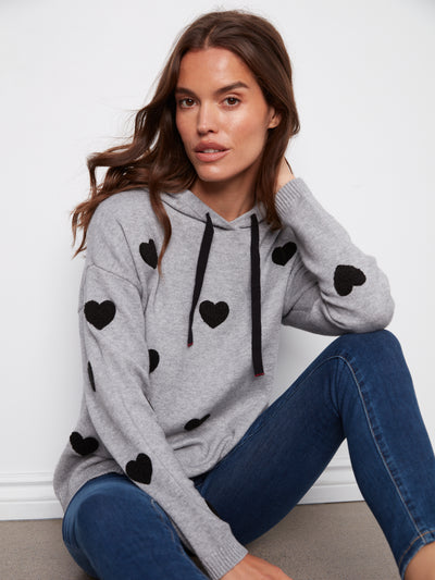 Charlie B Top - Heart Hoodie - Grey