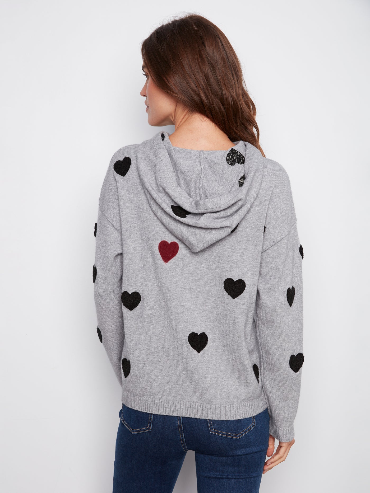 Charlie B Top - Heart Hoodie - Grey