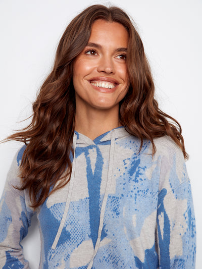 Charlie B Top - Abstract Hoodie -Blue