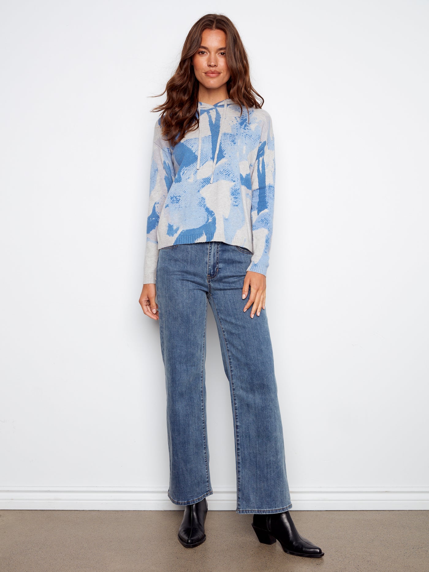 Charlie B Top - Abstract Hoodie -Blue