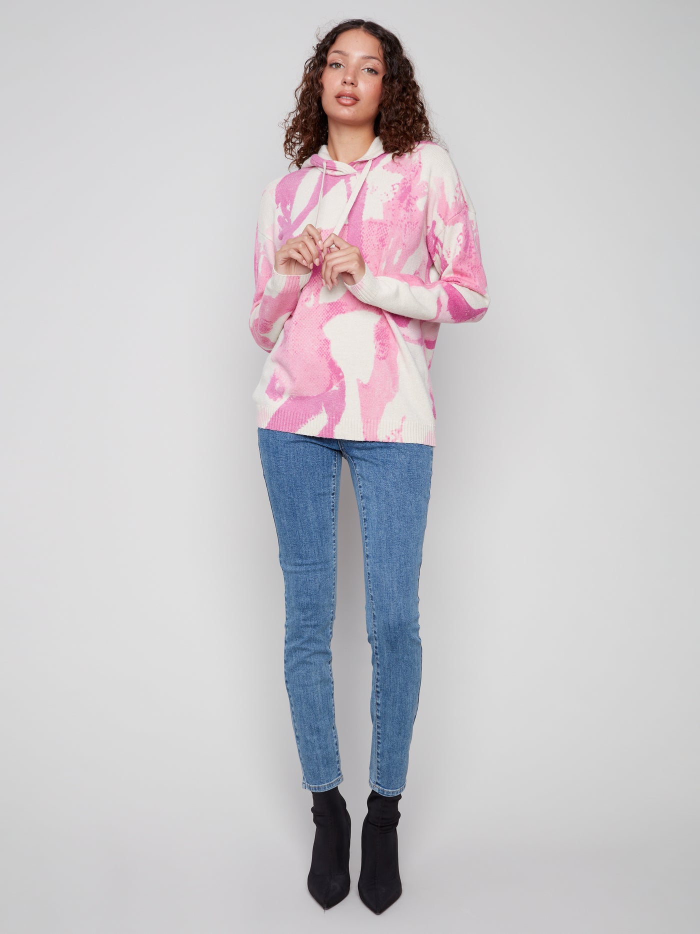 Charlie B Top - Abstract Hoodie - Pink
