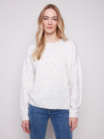 Charlie B Top - Love Sweater - Ecru