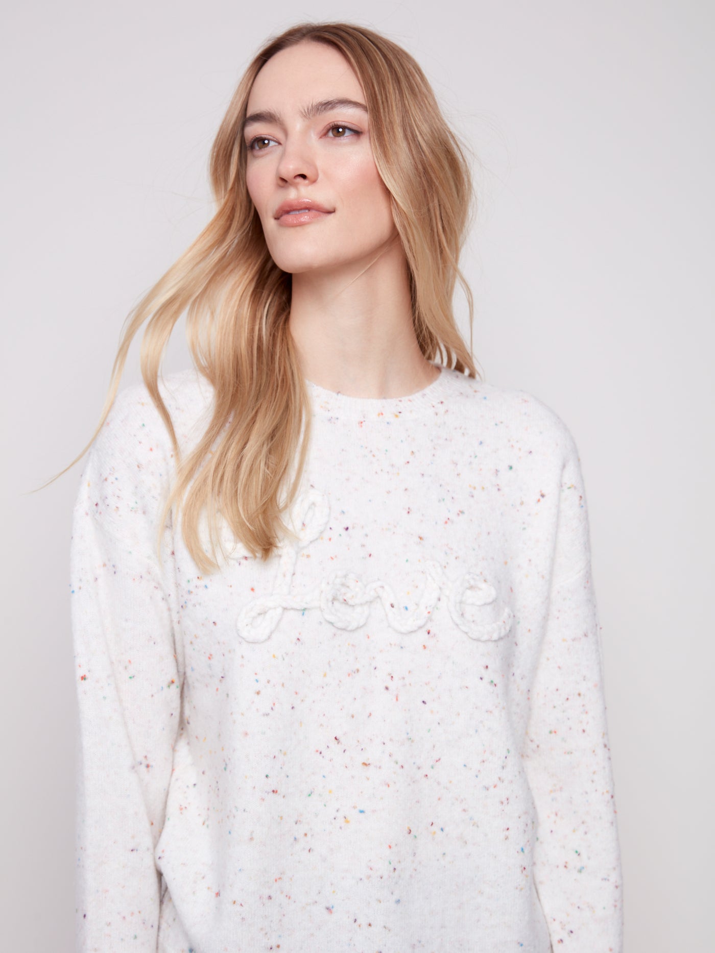 Charlie B Top - Love Sweater - Ecru