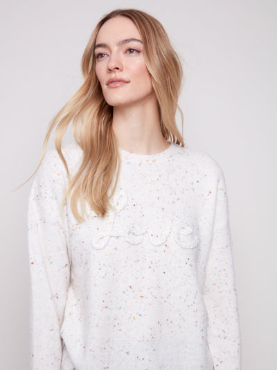 Charlie B Top - Love Sweater - Ecru