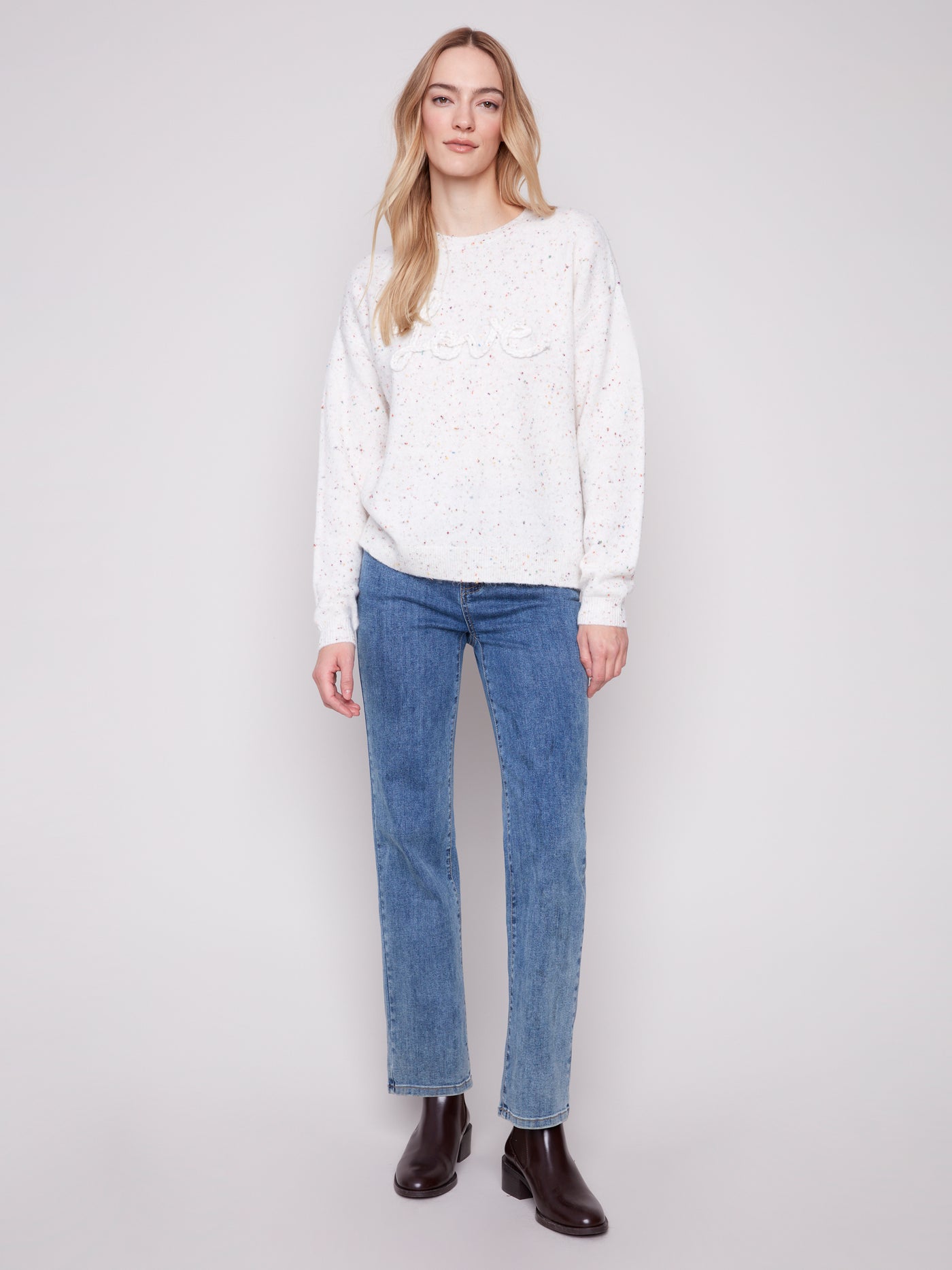 Charlie B Top - Love Sweater - Ecru