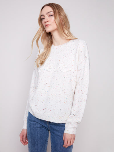 Charlie B Top - Love Sweater - Ecru