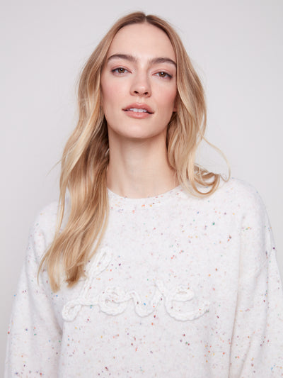 Charlie B Top - Love Sweater - Ecru