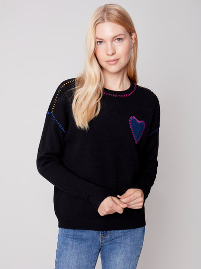 Charlie B Top - Heart Stitch - Black