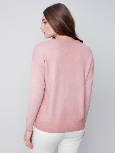 Charlie B Top - V-Neck Sweater - Raspberry