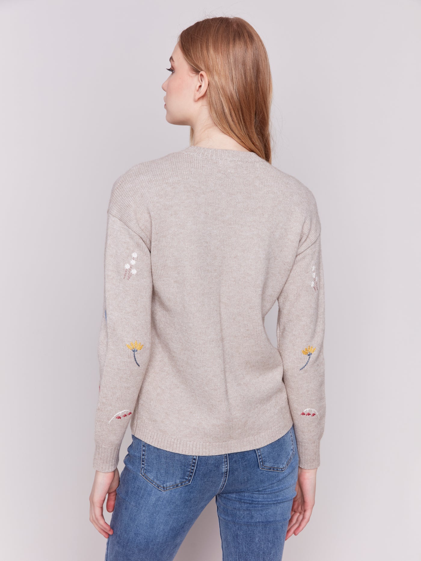 Charlie B Top - Embroidered Flowers - Almond