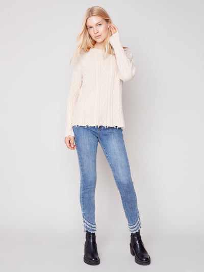 Charlie B Top - Cable Sweater - Ecru
