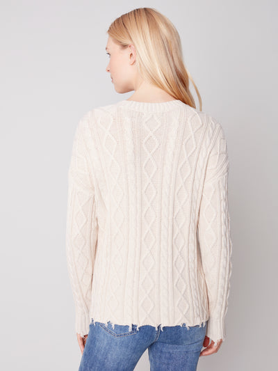 Charlie B Top - Cable Sweater - Ecru