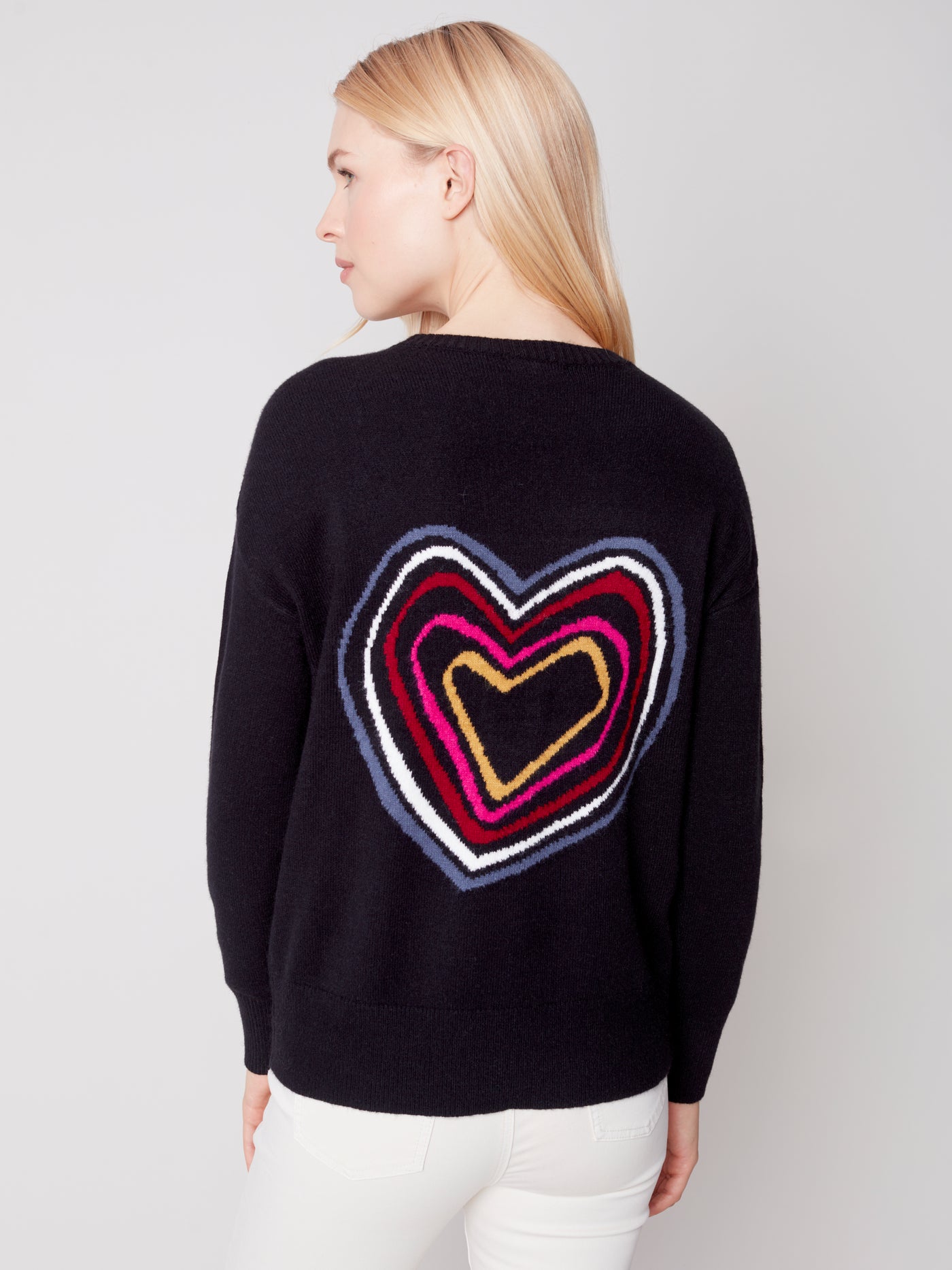Charlie B Top - Heart Sweater - Black
