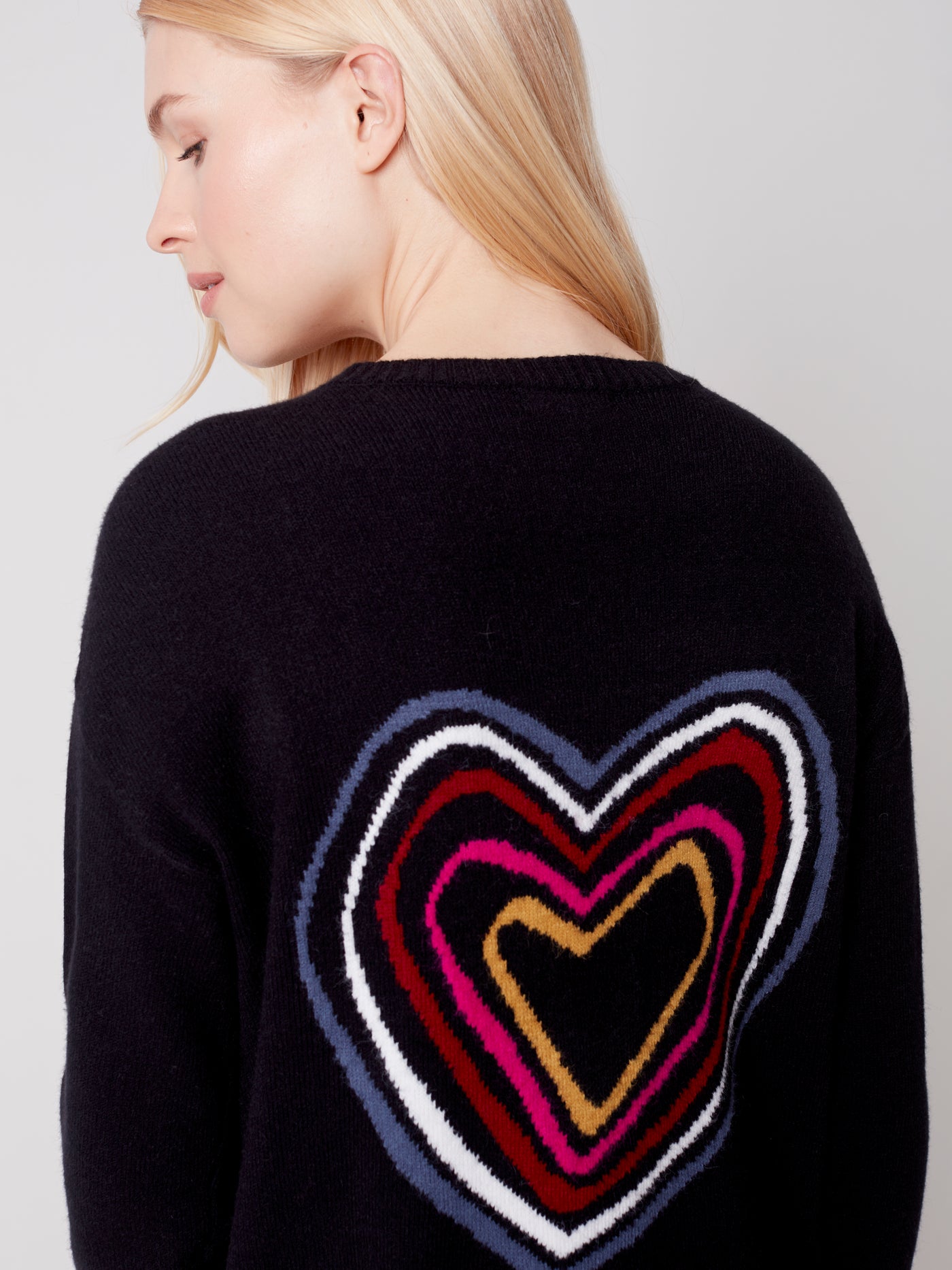Charlie B Top - Heart Sweater - Black