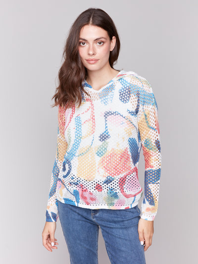 Charlie B Top - Crochet Hoodie - Abstract