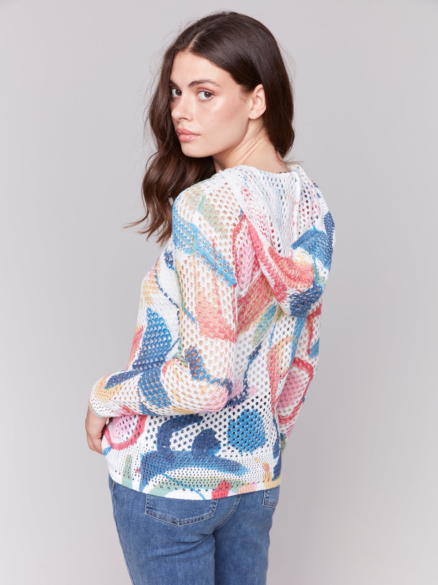 Charlie B Top - Crochet Hoodie - Abstract