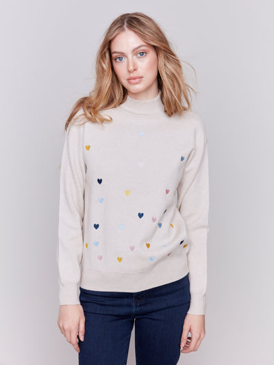 Charlie B Top - Embroidered Hearts - Ecru