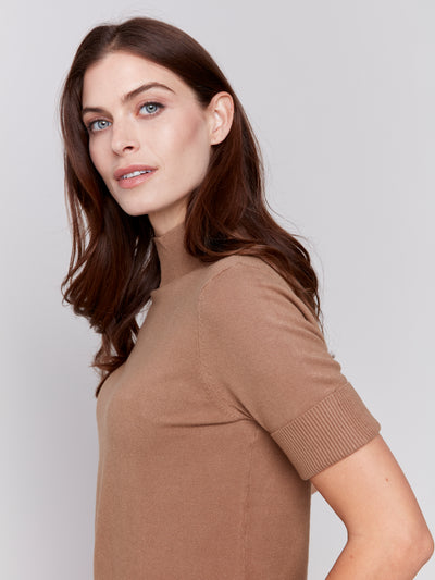 Charlie B Top - Mock Neck Knit - Truffle