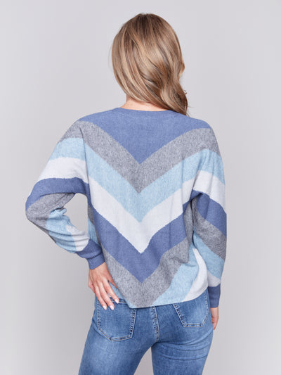 Charlie B Top - Chevron Sweater - Denim