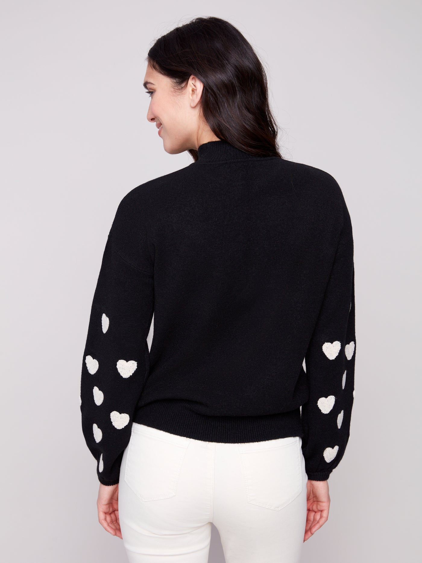 Charlie B Top - Heart Sweater - Black