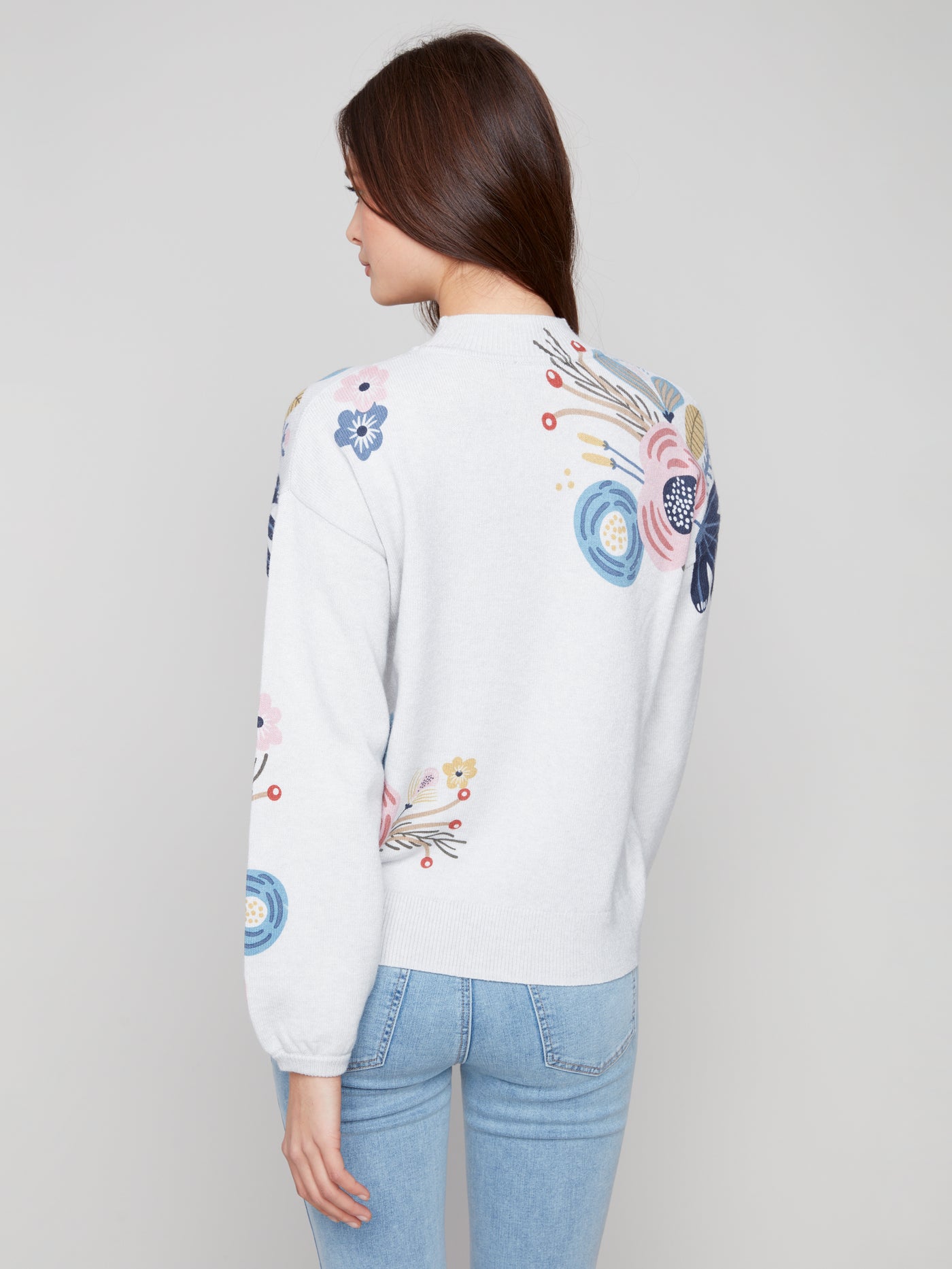 Charlie B Top - Flower Print - Grey /Multi