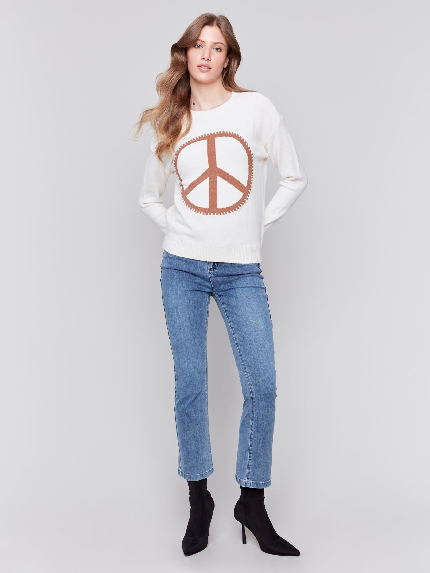 Charlie B Top - PEACE Sweater - Ecru