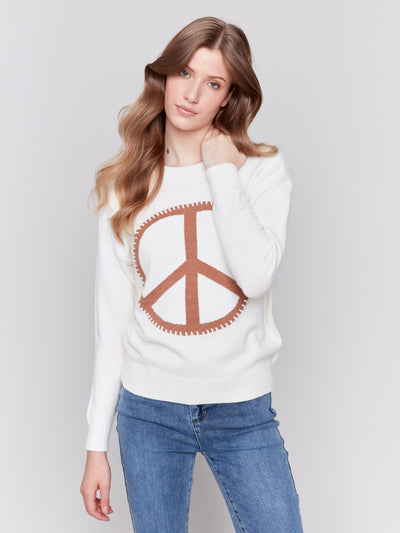 Charlie B Top - PEACE Sweater - Ecru