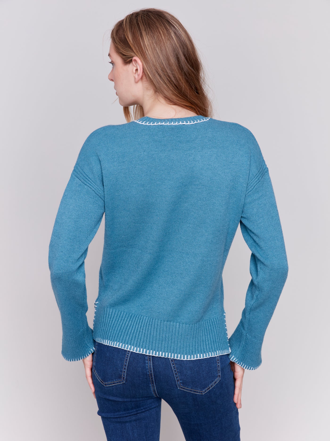 Charlie B Top - Whipstitch Sweater - Peacock