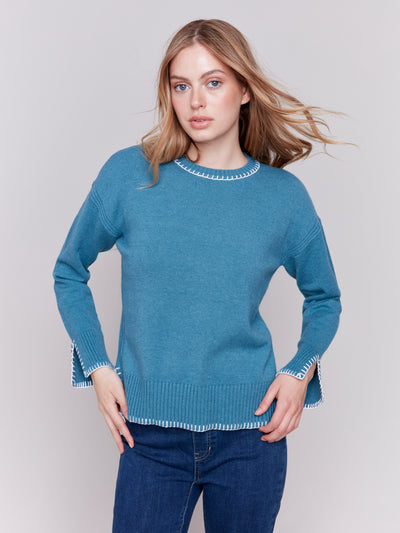 Charlie B Top - Whipstitch Sweater - Peacock