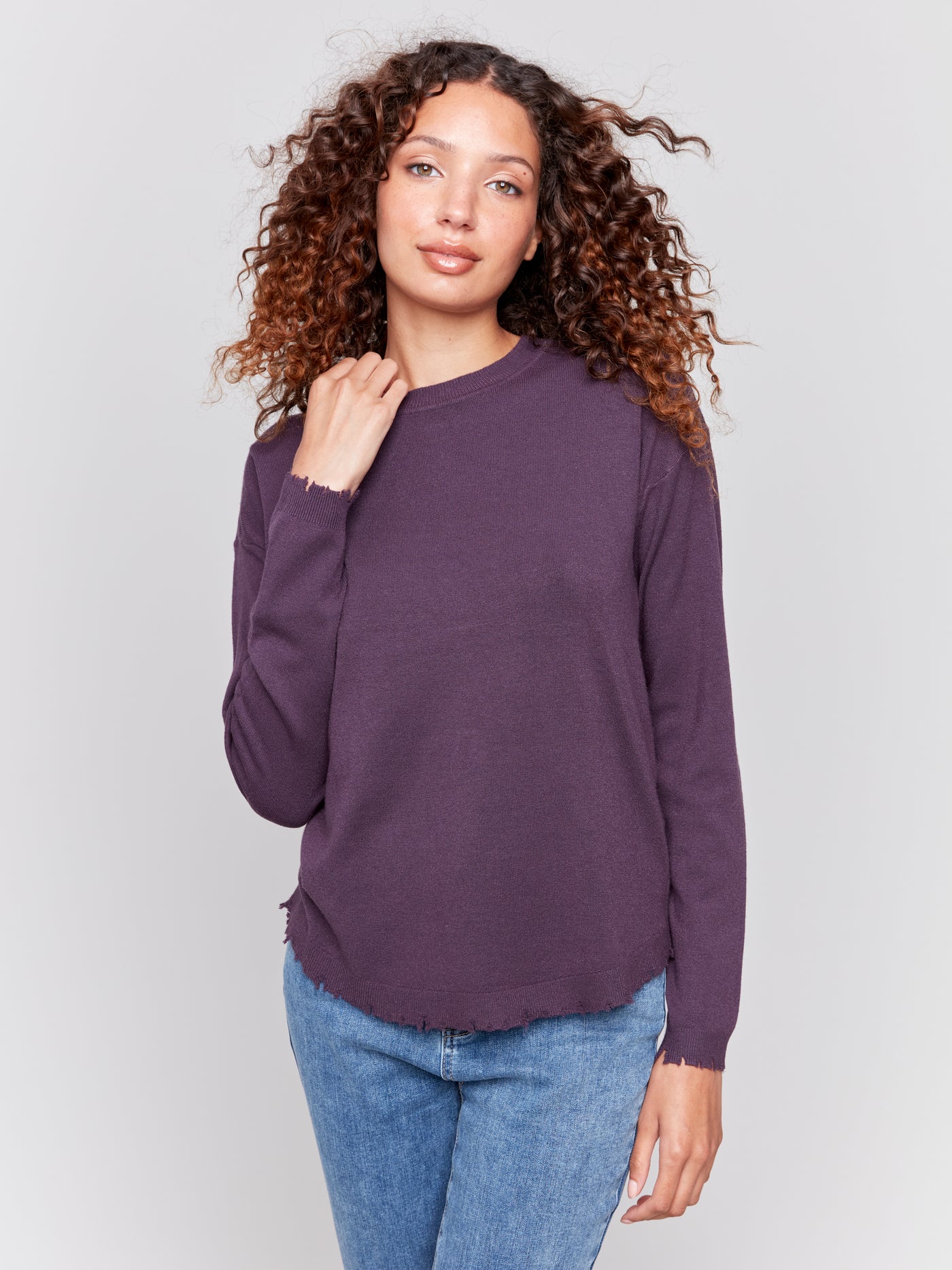 Charlie B Top - Ragged Hem - Plum