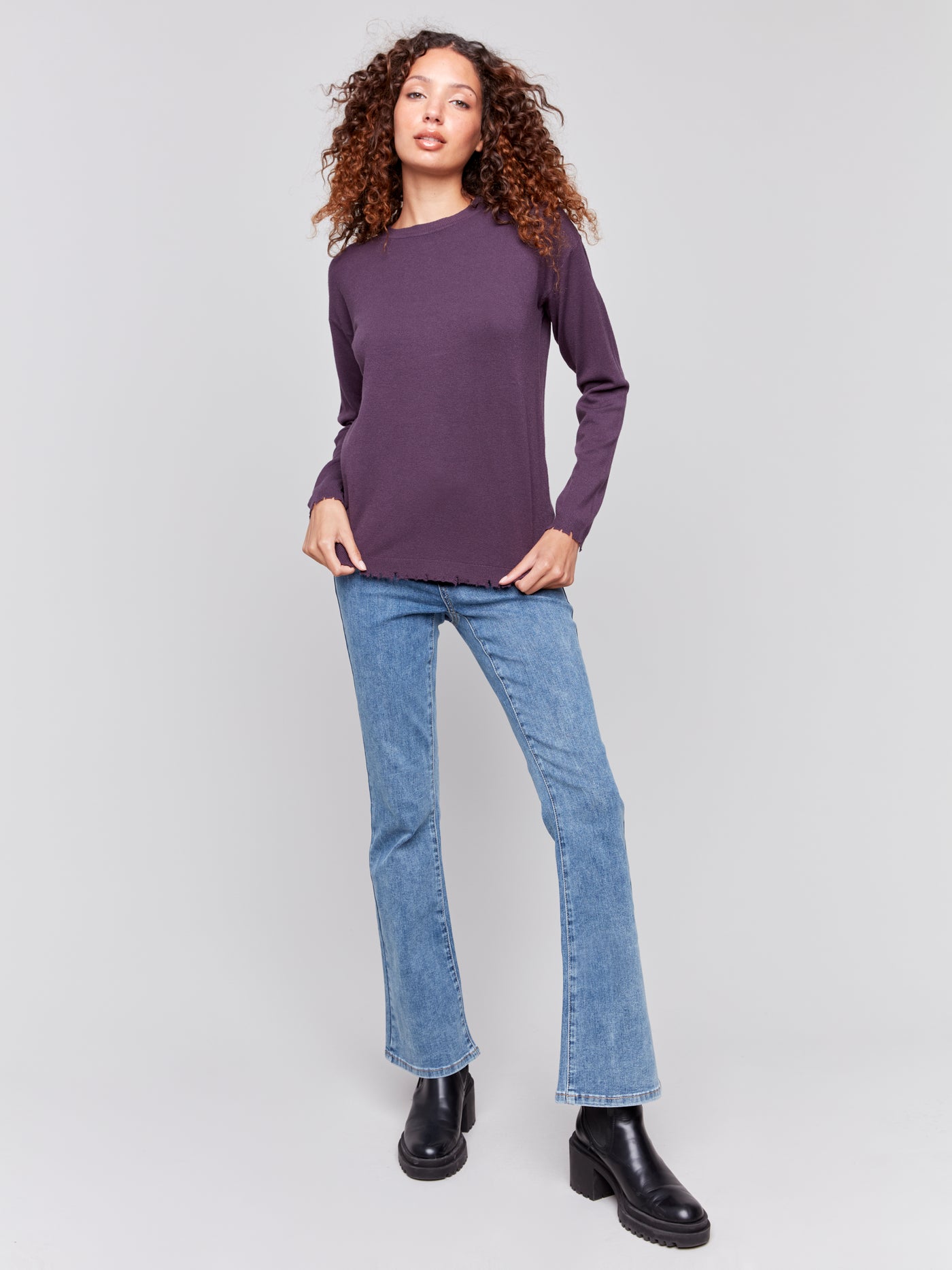 Charlie B Top - Ragged Hem - Plum