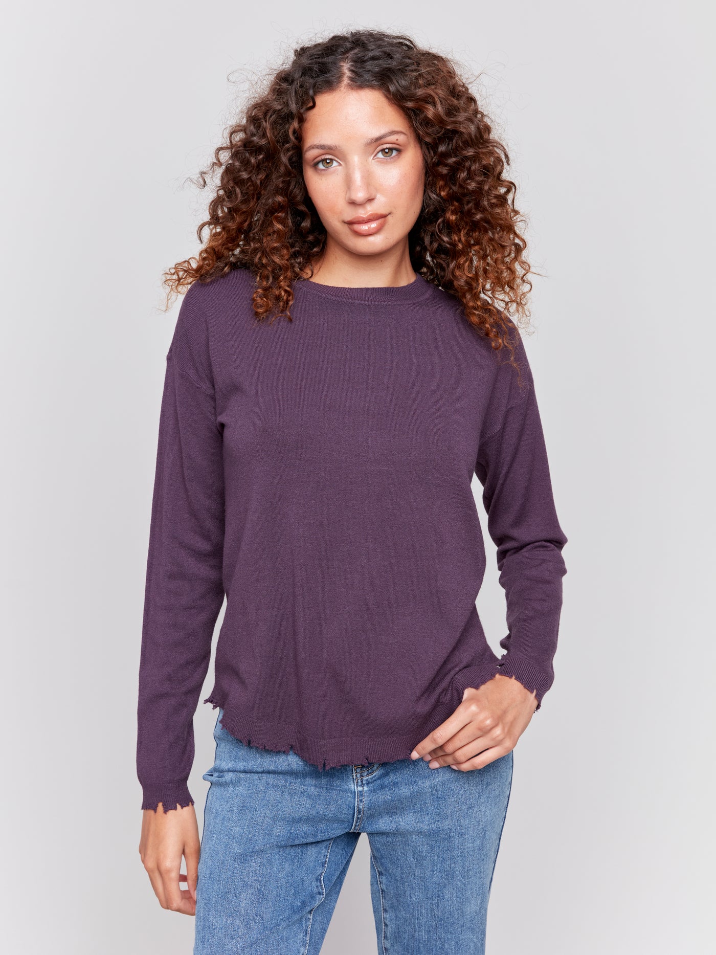 Charlie B Top - Ragged Hem - Plum