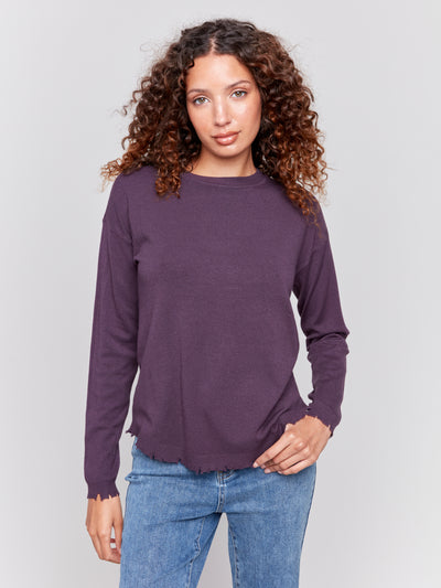 Charlie B Top - Ragged Hem - Plum