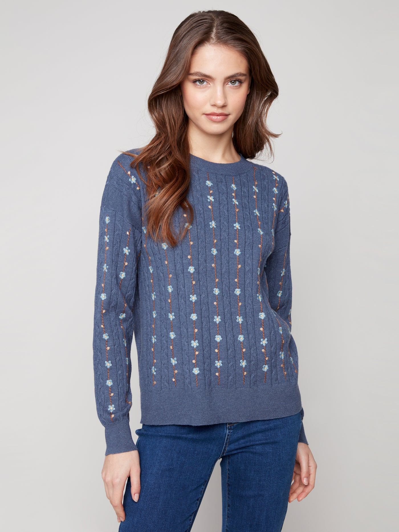 Charlie B Top - Embroidered Flower Sweater - Tulipr