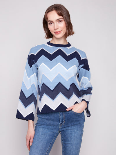 Charlie B Top - Chevron Sweater - Blue