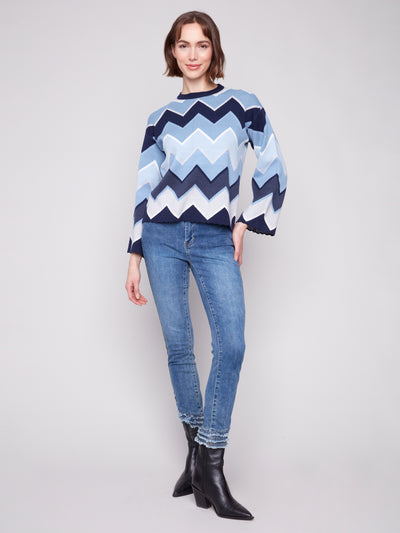 Charlie B Top - Chevron Sweater - Blue
