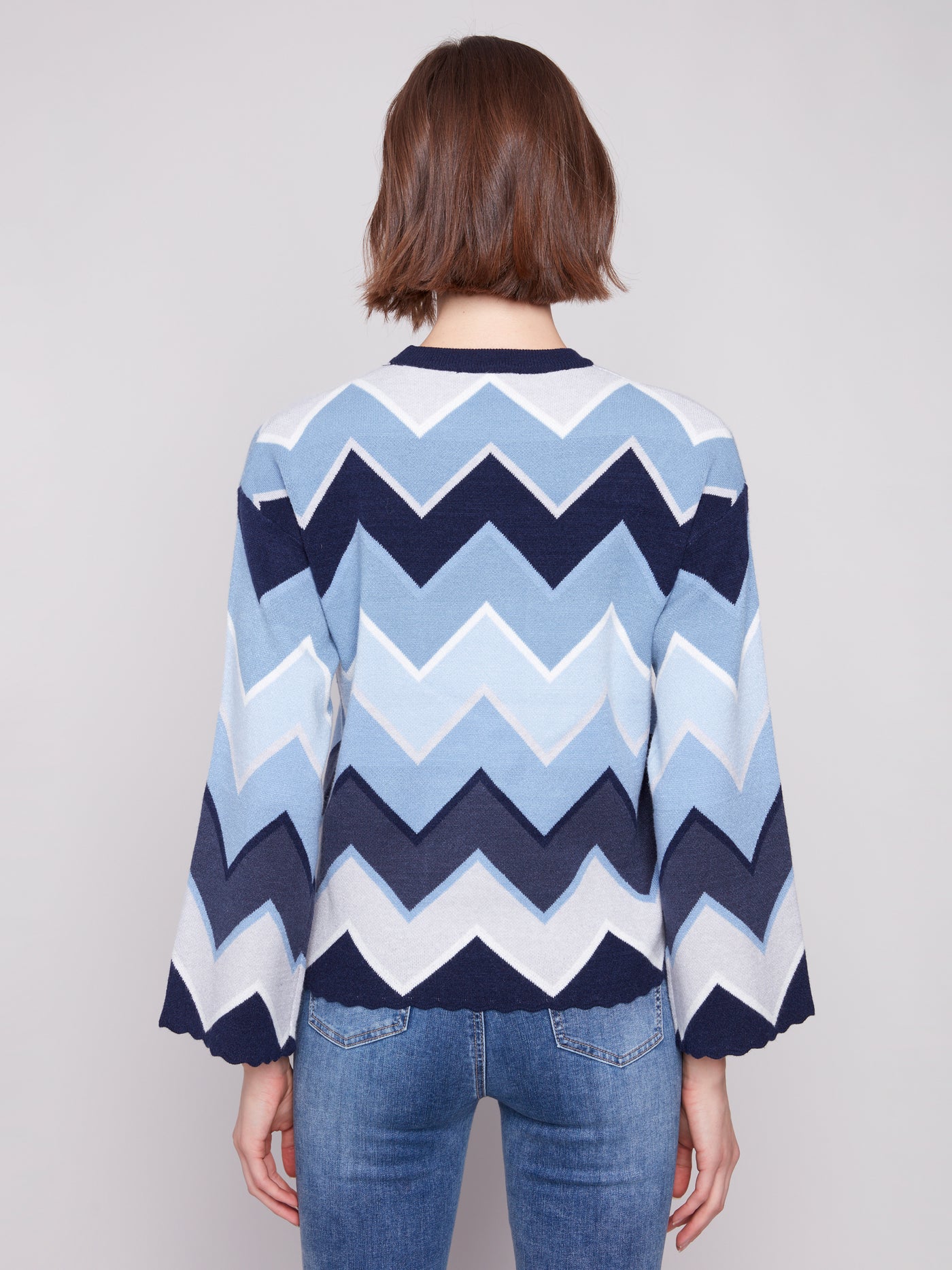 Charlie B Top - Chevron Sweater - Blue
