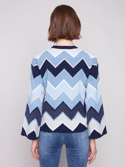 Charlie B Top - Chevron Sweater - Blue