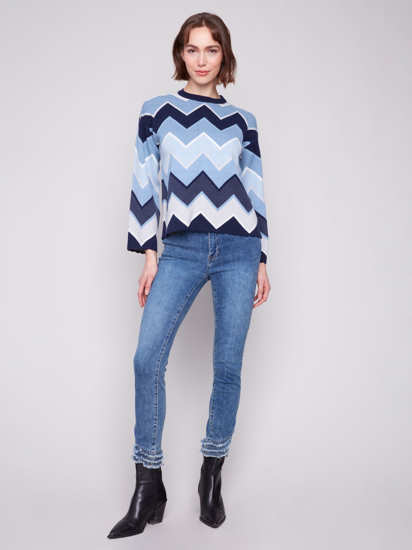 Charlie B Top - Chevron Sweater - Blue