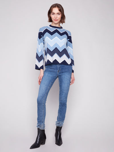 Charlie B Top - Chevron Sweater - Blue