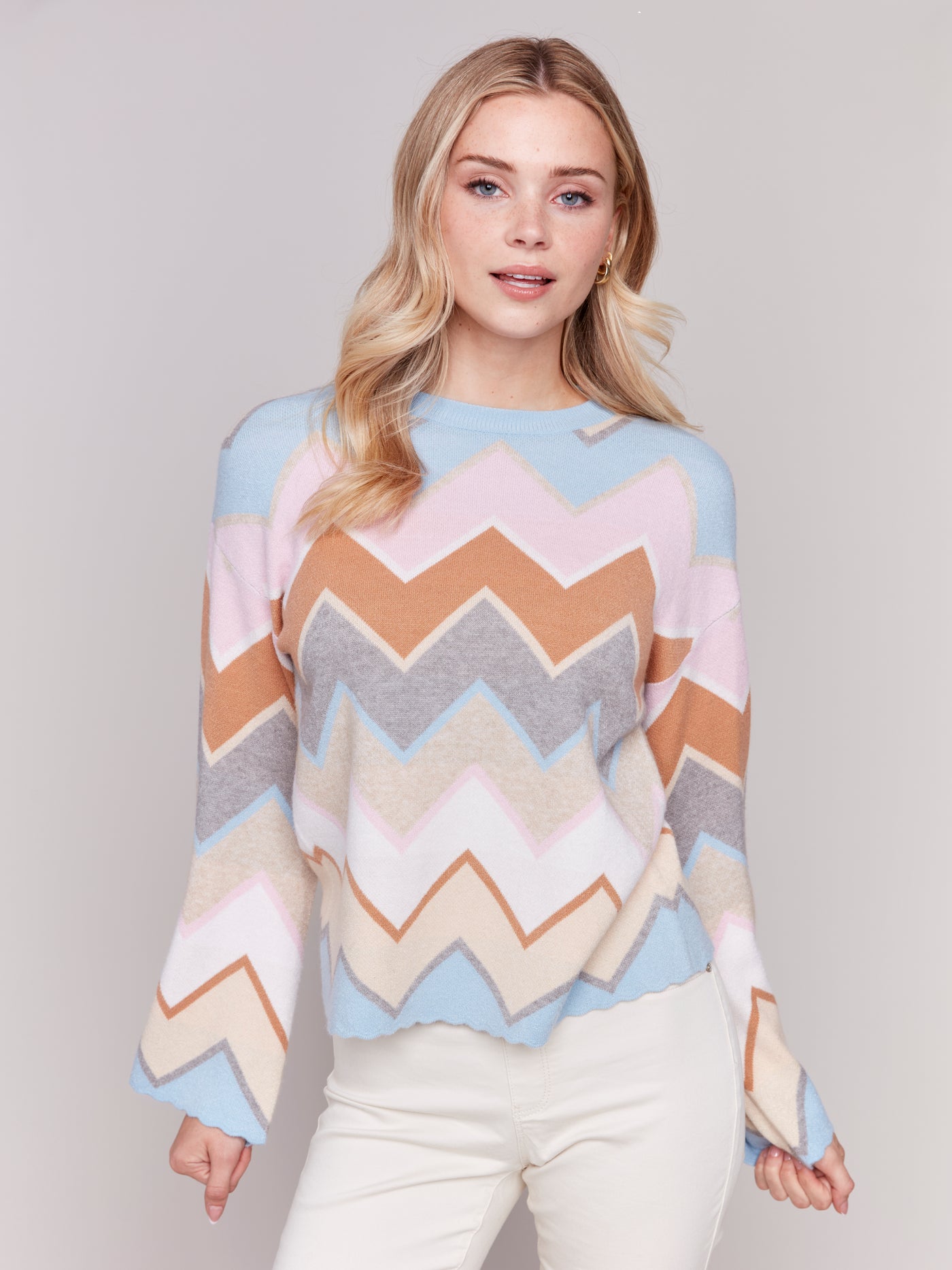 Charlie B Top - Chevron Sweater - Candy