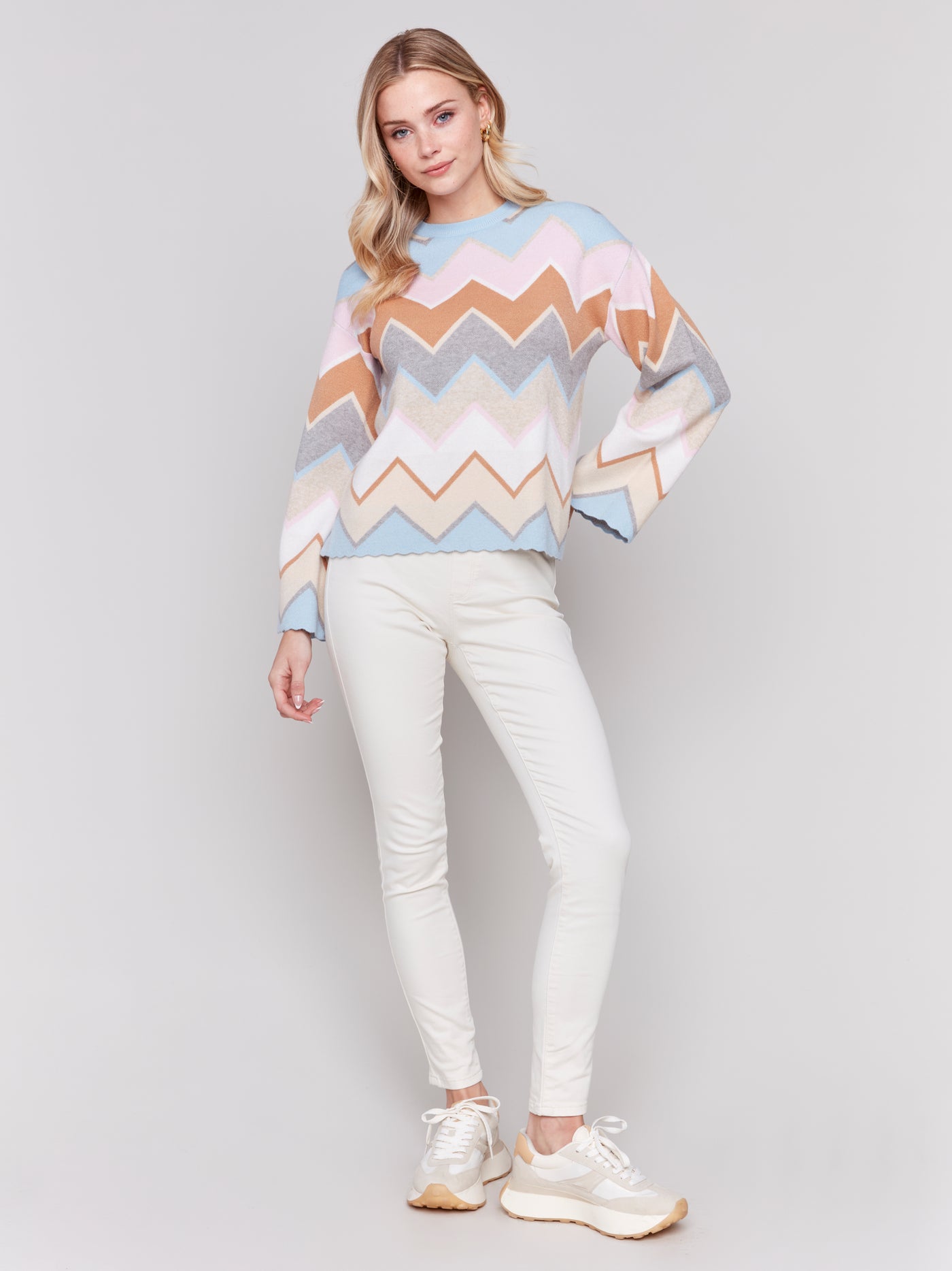 Charlie B Top - Chevron Sweater - Candy