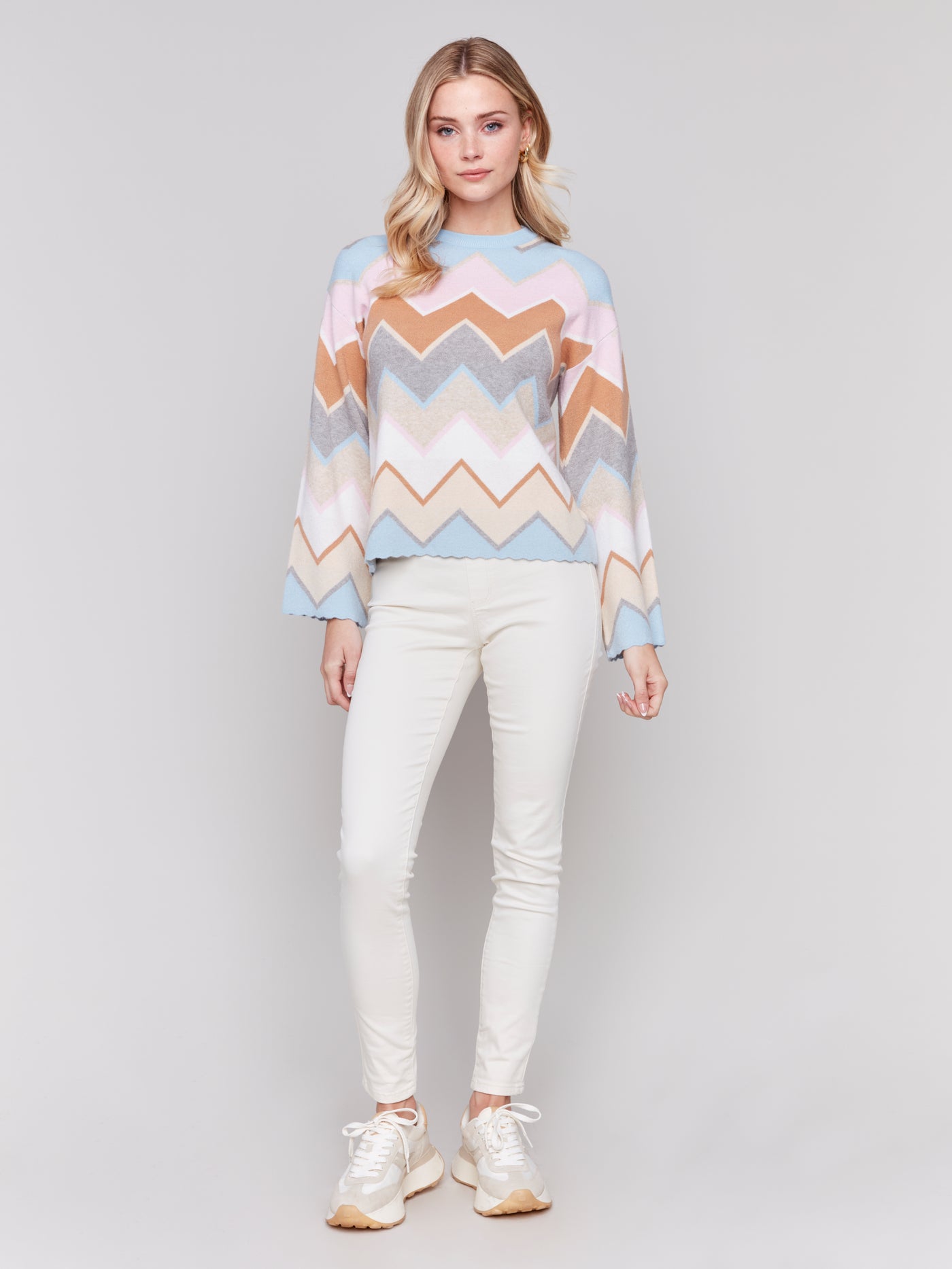 Charlie B Top - Chevron Sweater - Candy