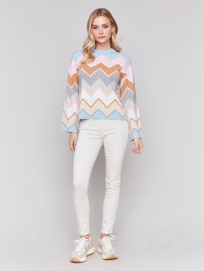 Charlie B Top - Chevron Sweater - Candy