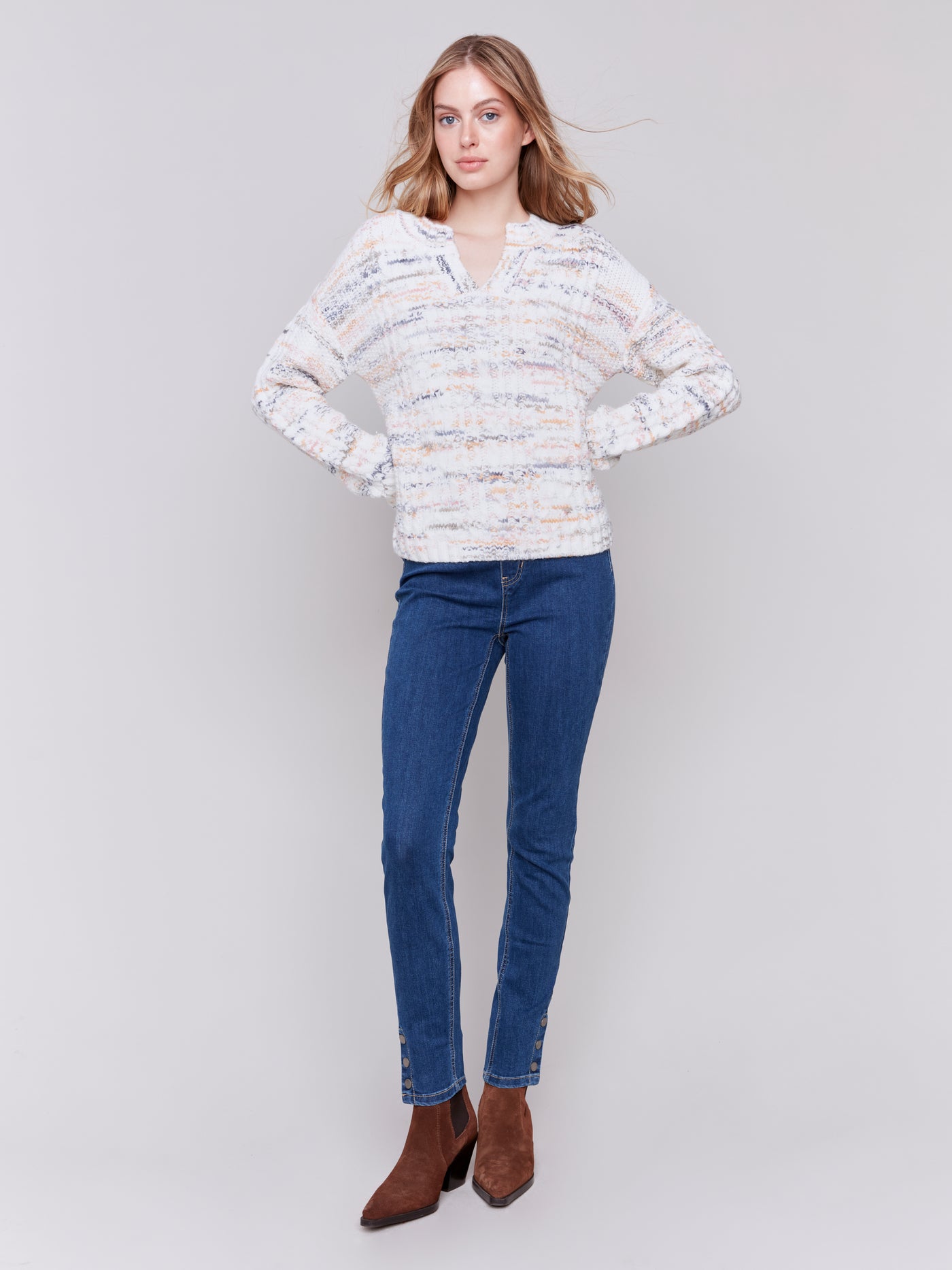 Charlie B Top - Cable Knit - Ecru /Multi