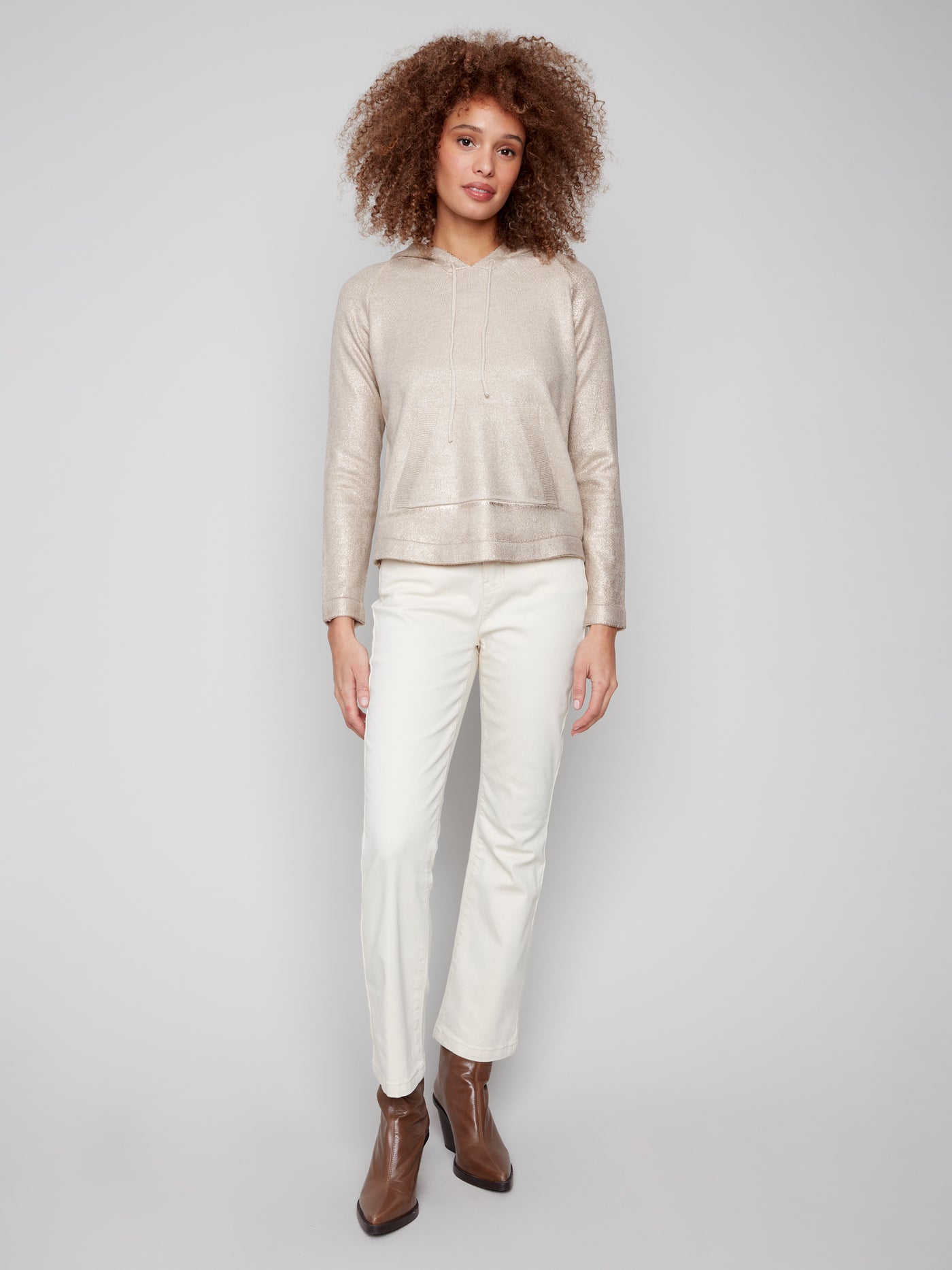 Charlie B Top - Plushy Hoodie - Champagne